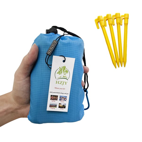 HZJY Outdoor Picnic Blanket (71" x 55") -Compact Lightweight Waterproof