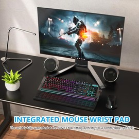 Laokiiy Computer Keyboard Stand, Acrylic Tilted Keyboard Holder Clear for Easy Ergonomic Typing&Working,3-Level Height Adjustment Keyboard Riser with Keyboard Wrist Rest Black,Fits All Keyboard