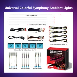 Car-Ambient-Lighting-Kit,RGB 18 in 1 256 LED with Wireless APP DIY Modes Acrylic Interior Car LED Strip Light