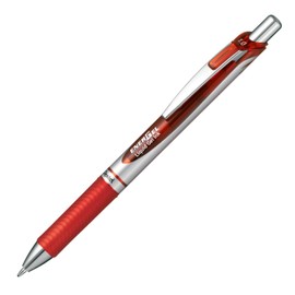 Pentel Gel Ink Ballpoint Pen EnerGel Retractable 1.0mm Silver Barrel BL80-B Red