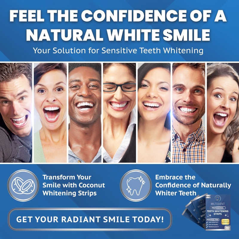 MILTODENT Sensitive Teeth Whitening Strips (40pcs) - White Strips for