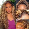 DaXunDi Honey Blonde Deep Wave Lace Front Wigs Human Hair