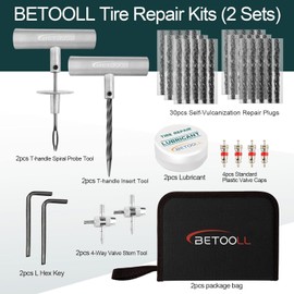 BETOOLL Tire Repair Kit Sets of 2-24pcs Compatible with Car, Motorcycle, ATV, Jeep, Truck, Tractor Flat Tire Puncture Repair