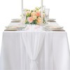 White Chiffon Table Runner with Rose Petals for Party Decor