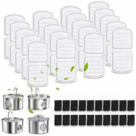 SORON 20 Pack Cat Water Fountain Filters Replacement, Compatible with GIOTOHUN/HOOISE/ATMZIQXR/UMOCUOY/IHOUONE 74oz/88oz/108oz Stainless Steel Pet Fountains, Premium Replacement Filters with Sponges