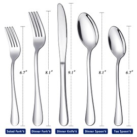 30 Piece Silverware Set for 6, Stainless Steel Flatware Utensils Set, Cutlery Set Knives Spoons and Forks Set, Mirror Polished, Dishwasher Safe