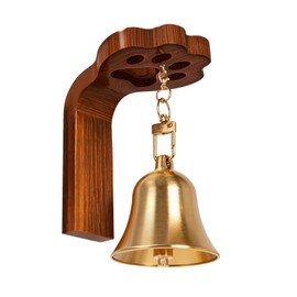 ZGLONG Bamboo Dog Doorbell for Potty Training, Puppy Go Outside Alert Bell, Brass Bell with Loud Clear Ring, Strong Self-Adhesive Mount for Any Location (Dark Brown)
