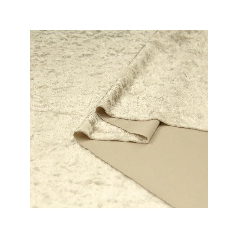 Crushed Velour Fabric, 19.7 inches (50 cm) Units, Champagne/004