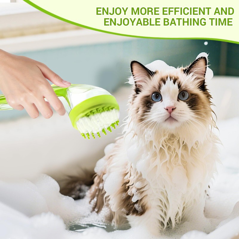 Dog Wash Brush with Soap Dispenser, Washing Magic Pet Bath