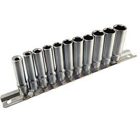 1/4" Drive Metric MM Double Deep Sockets 11pc 4mm - 13mm 6 Sided by Bergen