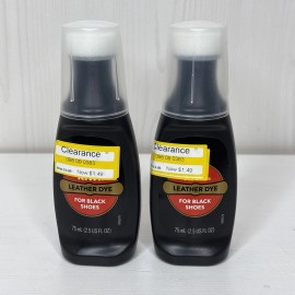 Kiwi Leather Dye /Lot Of 2/ for Black Shoes Sponge Applicator 2.5 oz Bottles