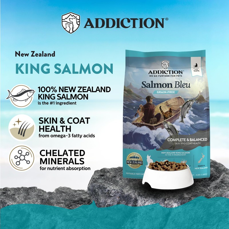Addiction Salmon Bleu Grain-Free Dry Cat Food – Rich in