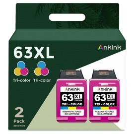 Ankink Remanufactured Ink Cartridge Replacement for HP Ink 63 XL 63XL (Color 2-Pack) Work with HP63 3830 4650 4652 4655 5200 5252 5255 5258 4520 4512 1112 2132 3630 3632 Printers 2 Tricolor