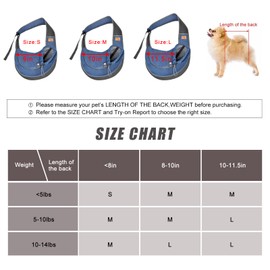 CUBY Pet Sling Carrier for Puppy Dog,Dogs Sling Carrier Breathable,Safety Front Pocket Pet Sling Carrier,Hands-Free Mesh Bag with Adjustable Shoulder Strap for Outdoor and Travel (Denim,S)