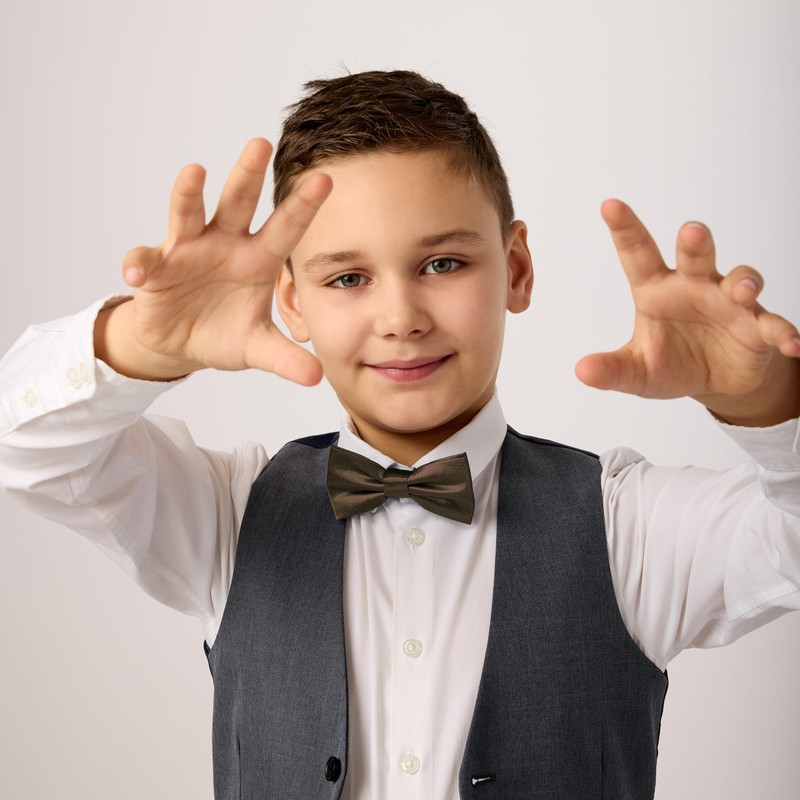 Ladeheid Children's Boys Bow Tie - Pre-Tied Adjustable Band, Shiny