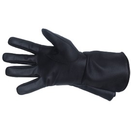 Leather Gloves Long Cuff Medieval Perfect Fit Premium Quality Soft Leather (Black, Large)