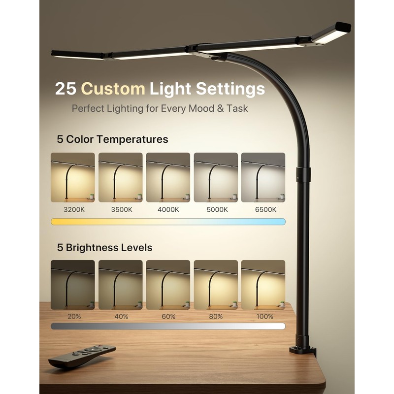 ONEMIX 42" LED Desk Lamp with Clamp, Architect Desk Light