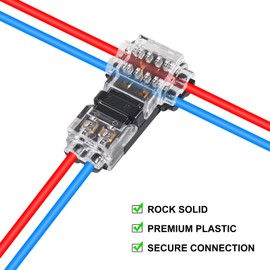 10pcs T Type 1 Pin Wire Connector 1 Way Quick Solderless Wire Splice Connector Universal T Tap Wire Connectors No Stripping for Mid-Span Branching in Wires Connection with Locking Buckle