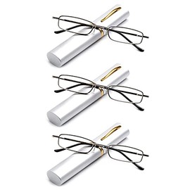 3 Packs Pocket Reading Glasses Ultra Slim Compact Readers Portable Silver +3.00