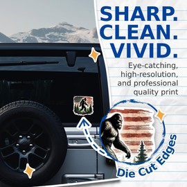 (2 Pack) Bigfoot Woods Hiking Nature Outdoorsman Sticker - Hiking Camper Camping Sticker - 5 Inches On Longest Side - Premium Vinyl - for Cars, Trucks, Skateboards, Laptops - Made in USA - BMCS0482