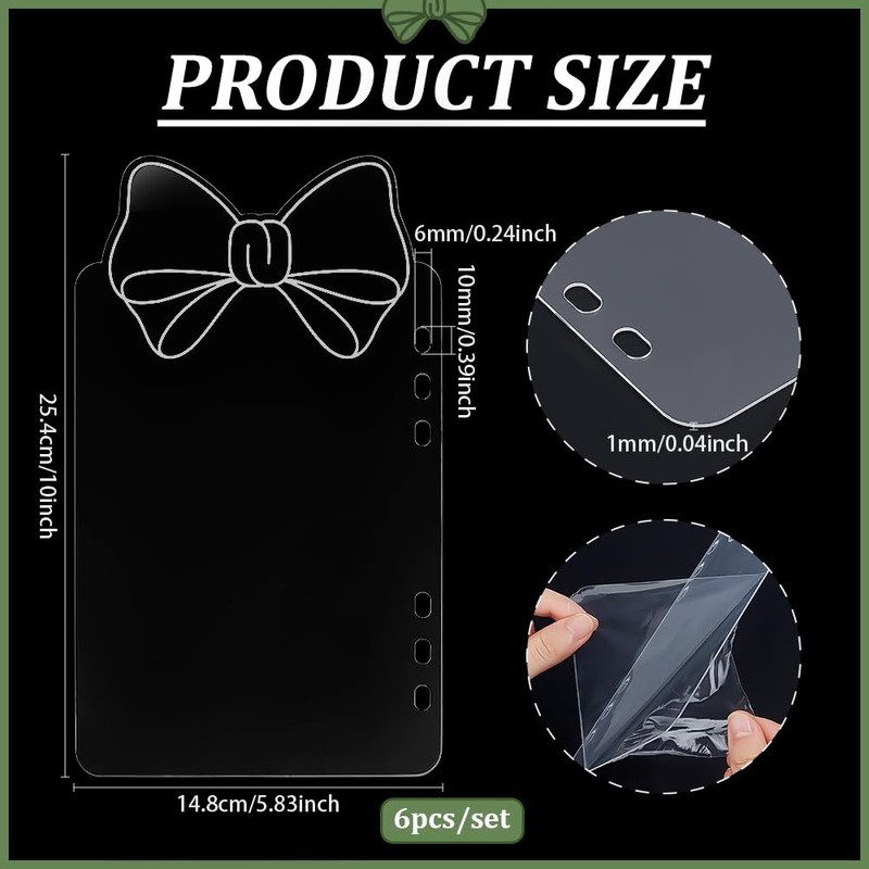 PH PandaHall 6pcs Clear Binder Dividers Acrylic Page Divider with
