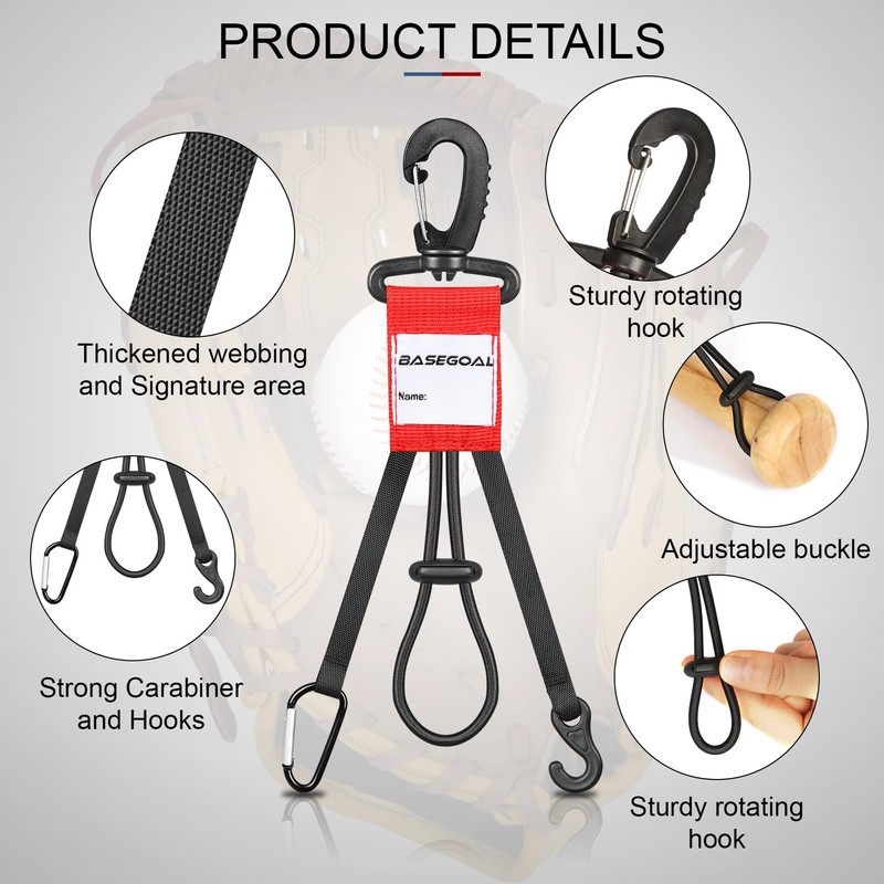 BaseGoal 3 in 1 Dugout Organizer, Baseball Softball Bag Hook