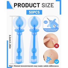 KEMUZ 50Pcs Pickel Nadel, Einweg Akne Pickel Nadeln ABS Blaues, Pickelentferner Pimple Popper für Beseitigung Geschlossener Akne, Ausdrücken Werkzeug für Schönheitssalon Hause mit Box