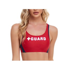 Adoretex Women's Guard Sport Bra Workout Bikini Top (FGN08T) - Red/Navy - Large