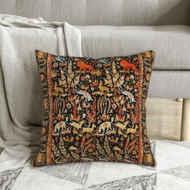 ZEWASIIL Antique Floral Carpet with Animals Print 5 Throw Pillow Cover Soft Velvet Decorative Vintage Throw Pillowcases Cushion Case for Home Decor Living Room Bed Couch Sofa Car Outdoor 18"x18"