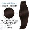 RUNATURE Brown Clip in Hair Extensions Human Hair Dark Brown