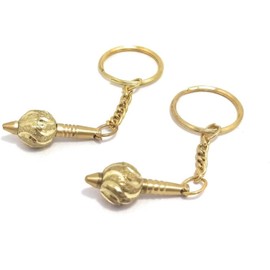 Bro Mart S Golden Sparkle Hanuman Ji Gada Keychain for Car and Bike(Pack Of 2)