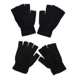 2 Pairs of Men's Half Finger Gloves Fingerless Gloves Unisex Fingerless Gloves for Men Women Black, black