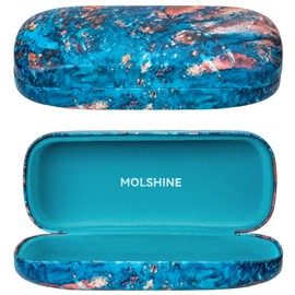 molshine Hard Shell Sunglasses Case, Portable Large Glasses Case with Cloth for Women Men Travel Work, Orange blue