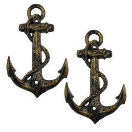 HERNGEE Nautical Anchor Hooks Antique Bronze Cast Iron Decorative Wall Hook, Treasures of The Caribbean Islands (2)