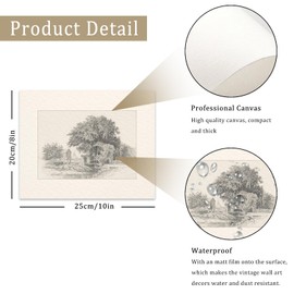 uniro Neutral Vintage Wall Art for Home Decor, Farmhouse Landscape Sketches Wall Decor, Rustic Nature Canvas Prints Vintage Landscape Oil Painting Vintage Art Pictures for Bedroom Bathroom Decor( 8" x 10"-UNFRAMED)