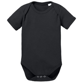 Baby Romper Bodysuit Made from Organic Cotton for Boys and Girls from 0-12 Months and Also Available in a Pack of 5 - Black - 0-3 Months