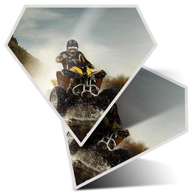 2 x Diamond Stickers 7.5 cm - ATV Quad Bike Motorbike Biker Fun Decals for Laptops,Tablets,Luggage,Scrap Booking,Fridges, #8096