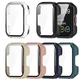 RuenTech Compatible with SKG V7/V7 Pro Smart Watch Case Cover, Screen Protector with Tempered Glass Film PC Protective Case for SKG V7 Smart Watch (6-Pack)