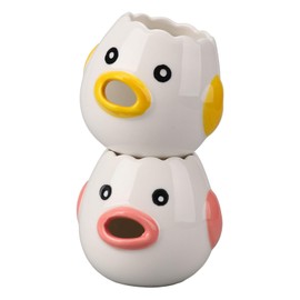 2pcs Egg Separator,Cute Ceramic Chicken Shaped Egg Yolk Egg White Filter,Portable Egg Filter Divider Tool for Kitchen Cooking Baking Pink and Yellow