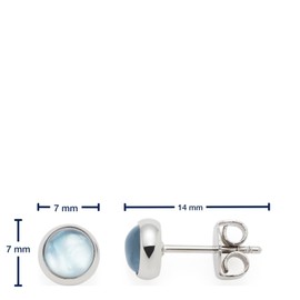 Jewels by Leonardo Bea Grey Stud Earrings, 1 Pair of Silver-Coloured Stainless Steel Studs, Glass Stone with Lined Mother of Pearl in Grey/Blue, Jewellery Women's Gift, 024358, Stainless Steel, No