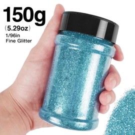 PIXGLITTER Extra Fine Teal Blue Glitter, 1/96" Craft Resin Glitter Powder 5.29oz/150g PET Flakes Crafts Sequins for Nail Art, Hair, Epoxy Resin, Tumblers, Slime, Painting, Festival Decor