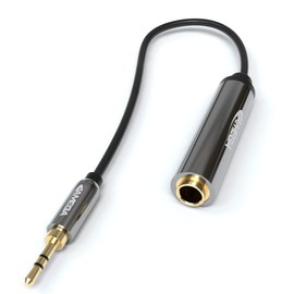 JAMEGA - 0.1 m Stereo Jack Adapter | 3.5 mm Jack Plug to 6.3 mm Jack Socket TRS 1/4 to 1/8 Audio Aux Adapter Cable with 24K Gold-Plated Contacts for Headphones, Speakers etc