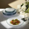 Rubtlamp 60Pcs Green Plastic Plates, Clear Plastic Disposable Plates With