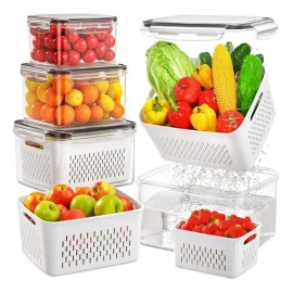 U Chef Organizadores Herméticos Refrigerador 4 Plástico Blanco