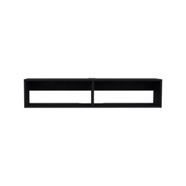 Black Floating TV Stand with Cable Management & Open Shelves - Fits Large TVs