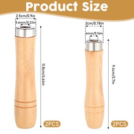 Bruislard Wooden File Sets, 4Pcs Metal Handles for Wood, Wooden File Handle with Strong Metal Collars, 2Pcs Large Wood Handle for 10"-12" Files, 2Pcs Medium Woodenhandle for 6"-8" Files