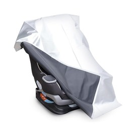Car Seat Sunshade Cover - Baby Seat Sun Cover with Storage Bag | Protects Baby from Heat in Car | Anti-UV, Heat & Breathable | Travel & Go Accessories (Silver)
