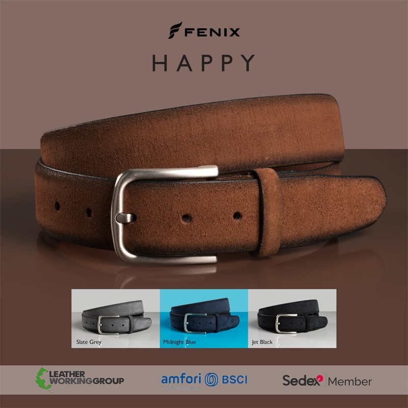 Fenix Men's Belt, Adjustable Leather Belt, Happy Size 85 cm