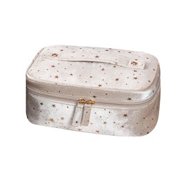 Travel Makeup Bag,Velvet Makeup Bag with Handle Cosmetic Bags for Women,Beautician Storage Bag,Large and Classy Makeup Organizer