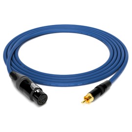 enoaudio Mogami 2534 Quad Professional Studio Cable | Neutrik Gold XLR Female - RCA | HiFi, Blue, 3.0 m
